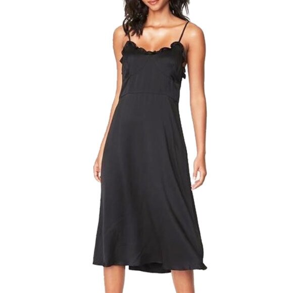 Rowie The Label Lola Silk Midi Slip Dress S Noir Black - Picture 1 of 10